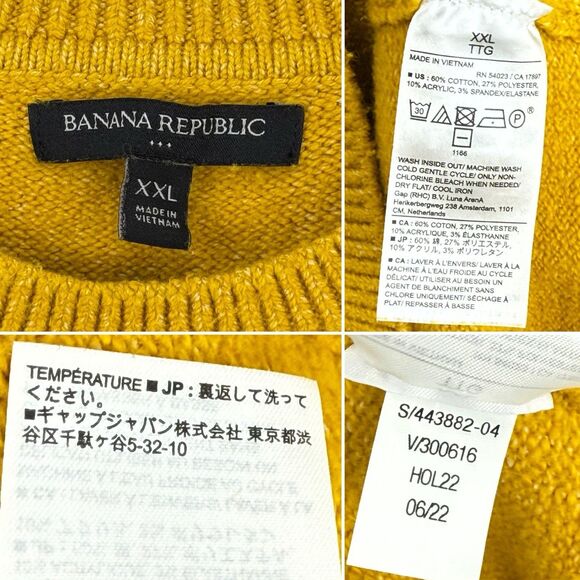 Banana Republic Men’s Knit Sweater Crew Neck Mustard Size 2XL - Picture 6 of 16